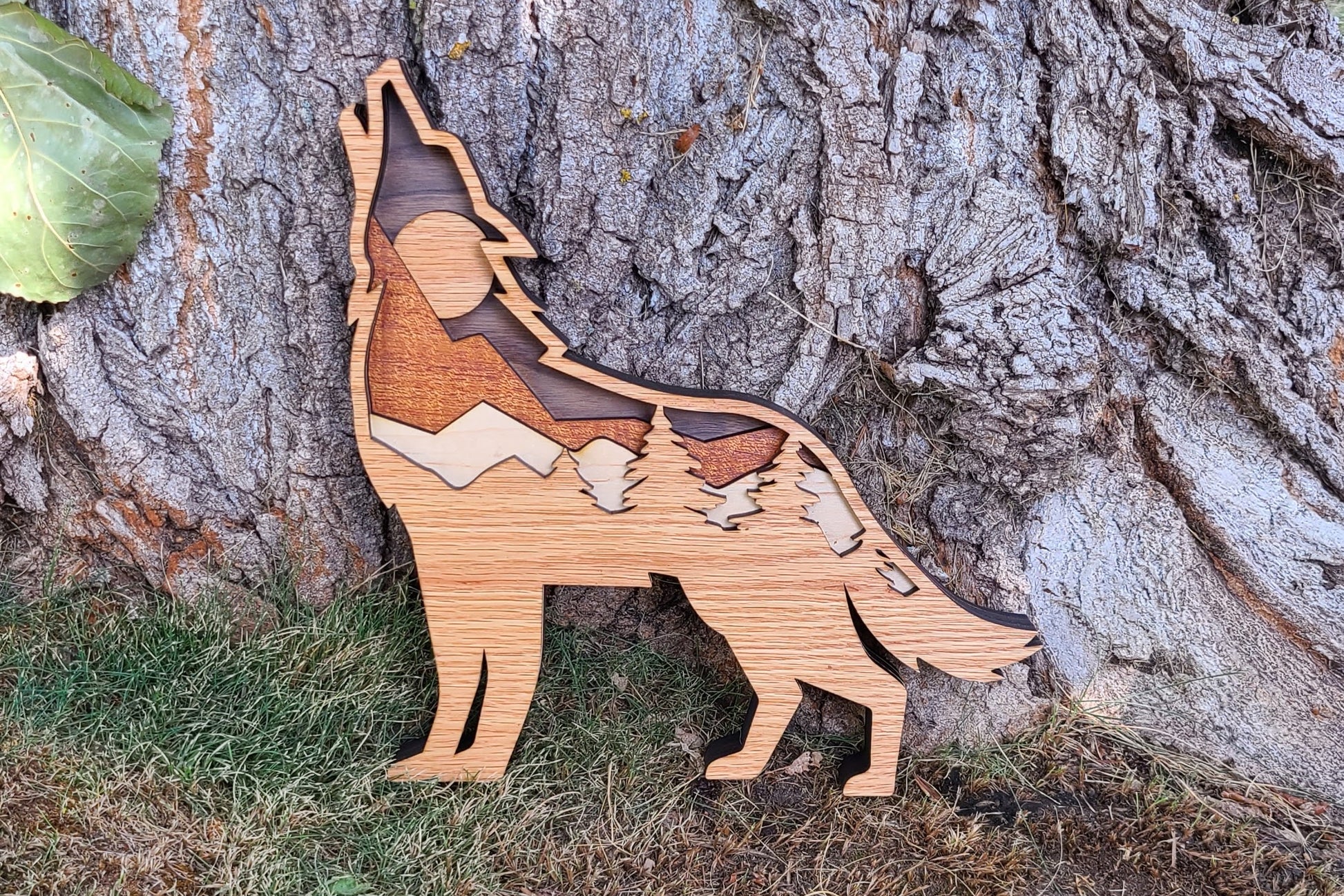 Wolf Howling at the Moon with Forest Scene