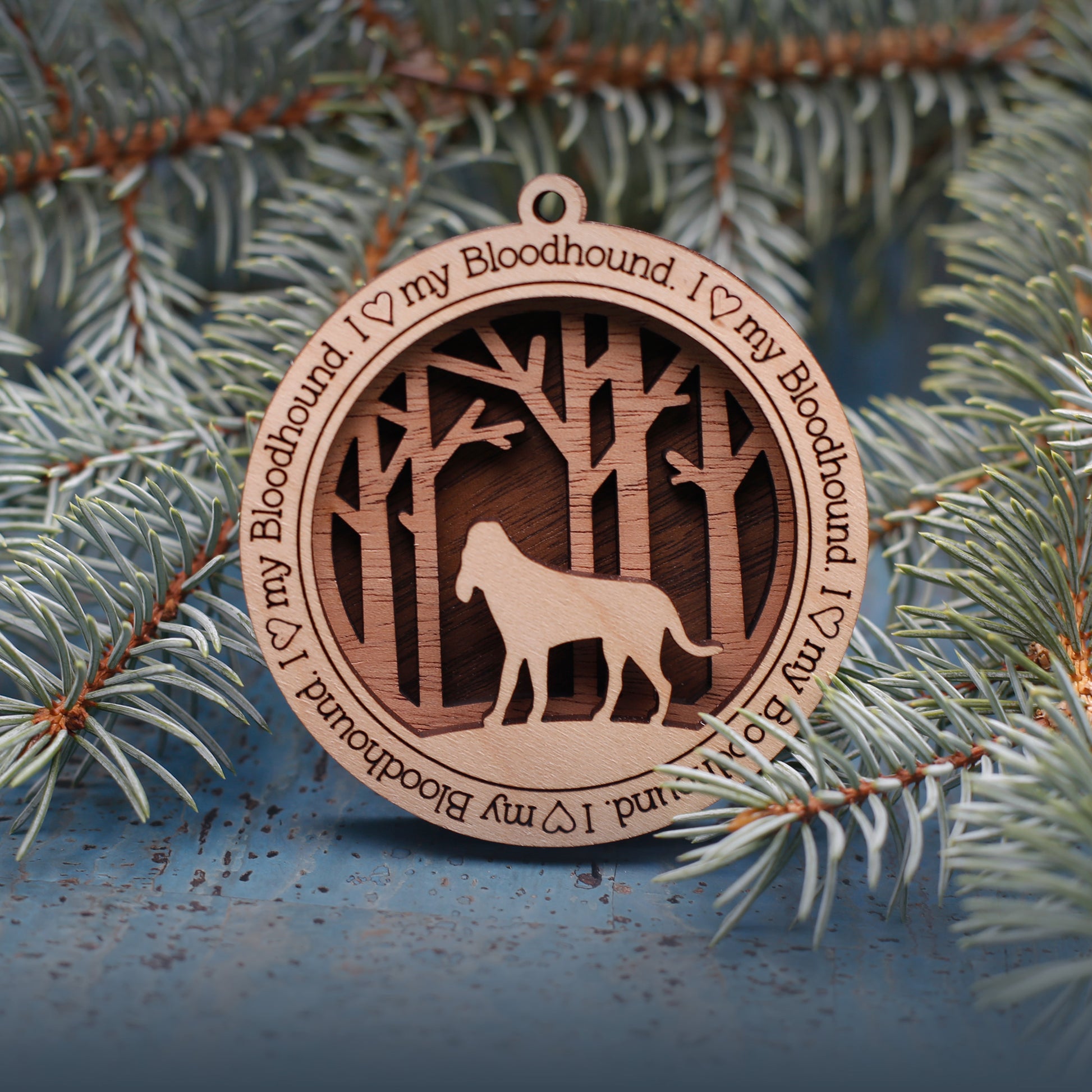Blood Hound Woodland Dog Silhouette Customized Ornament