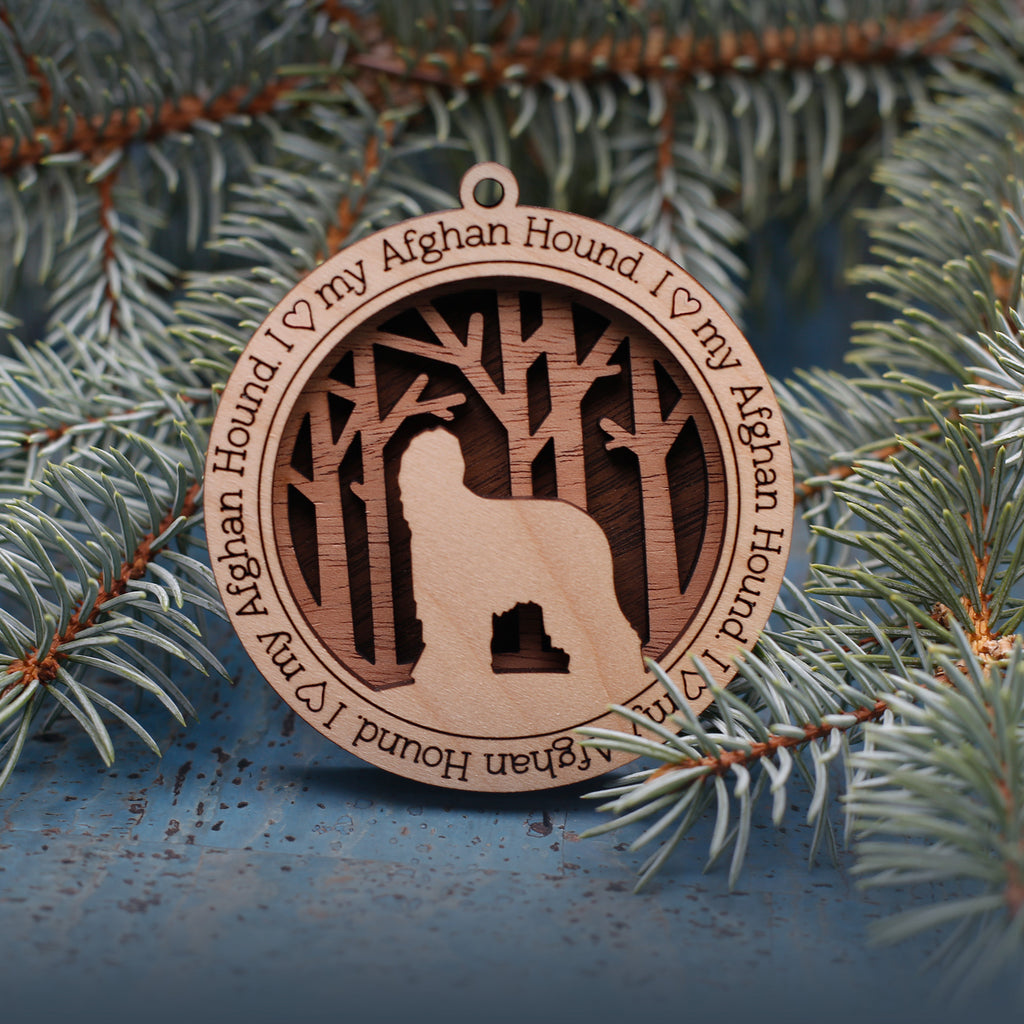 Afghan Hound Woodland Silhouette Customized Ornament