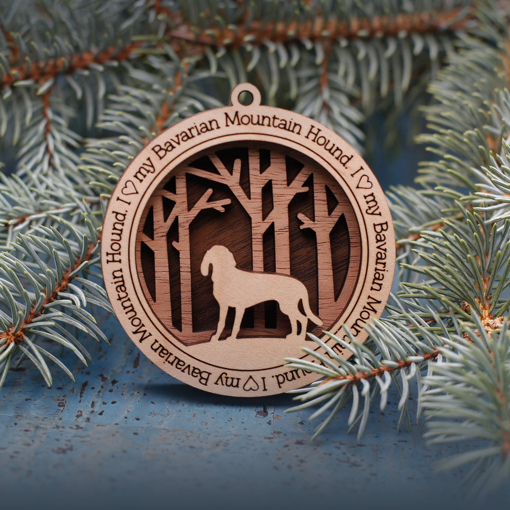 Bavarian Mountain Hound Woodland Dog Silhouette Customized Ornament