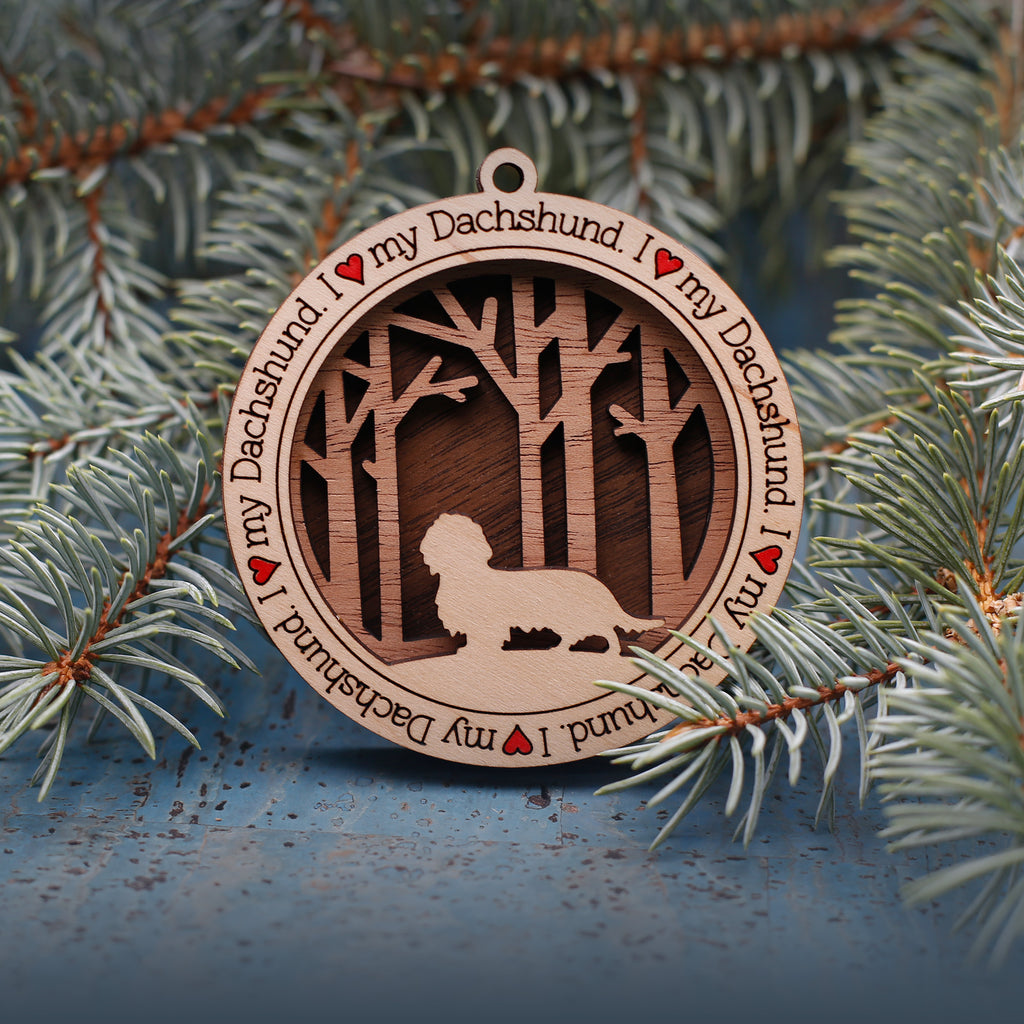 Dachshunds Woodland Dog Silhouette Customized Ornament