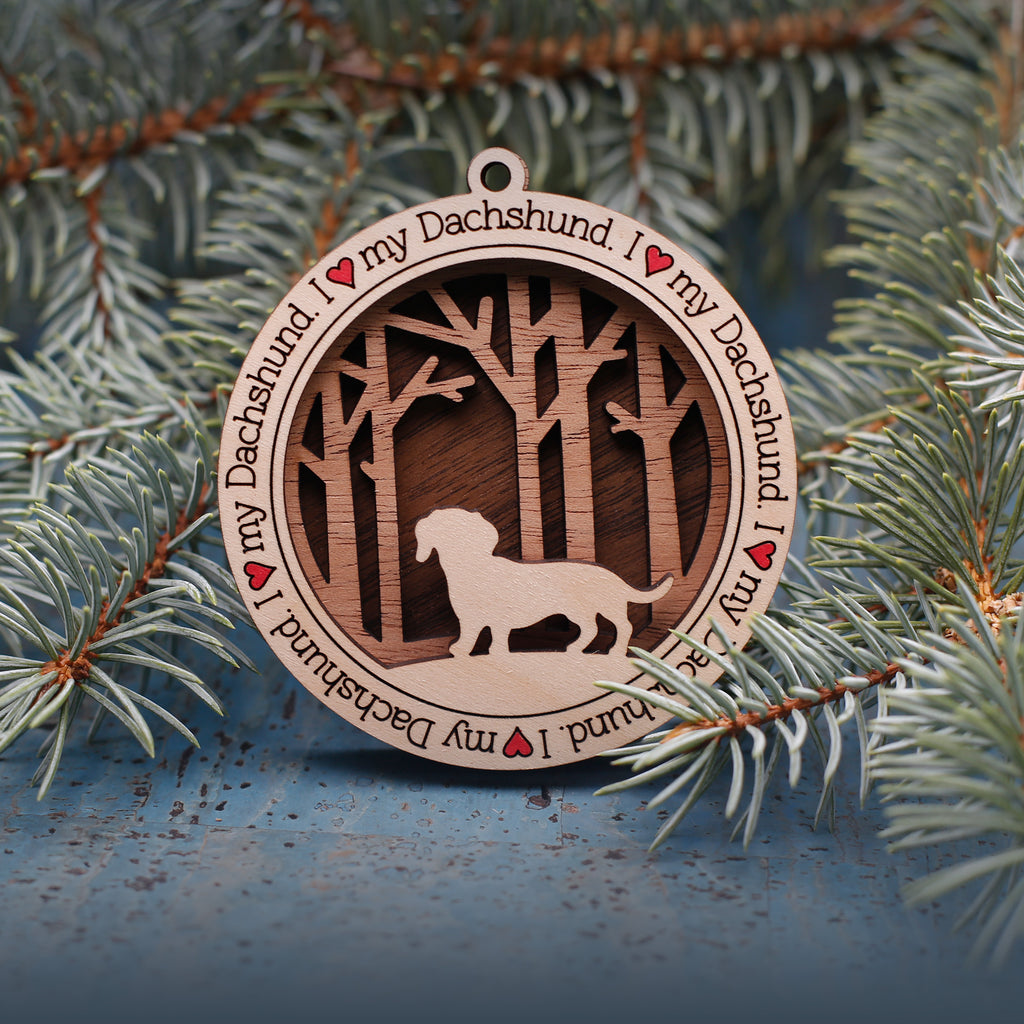 Dachshunds Woodland Dog Silhouette Customized Ornament