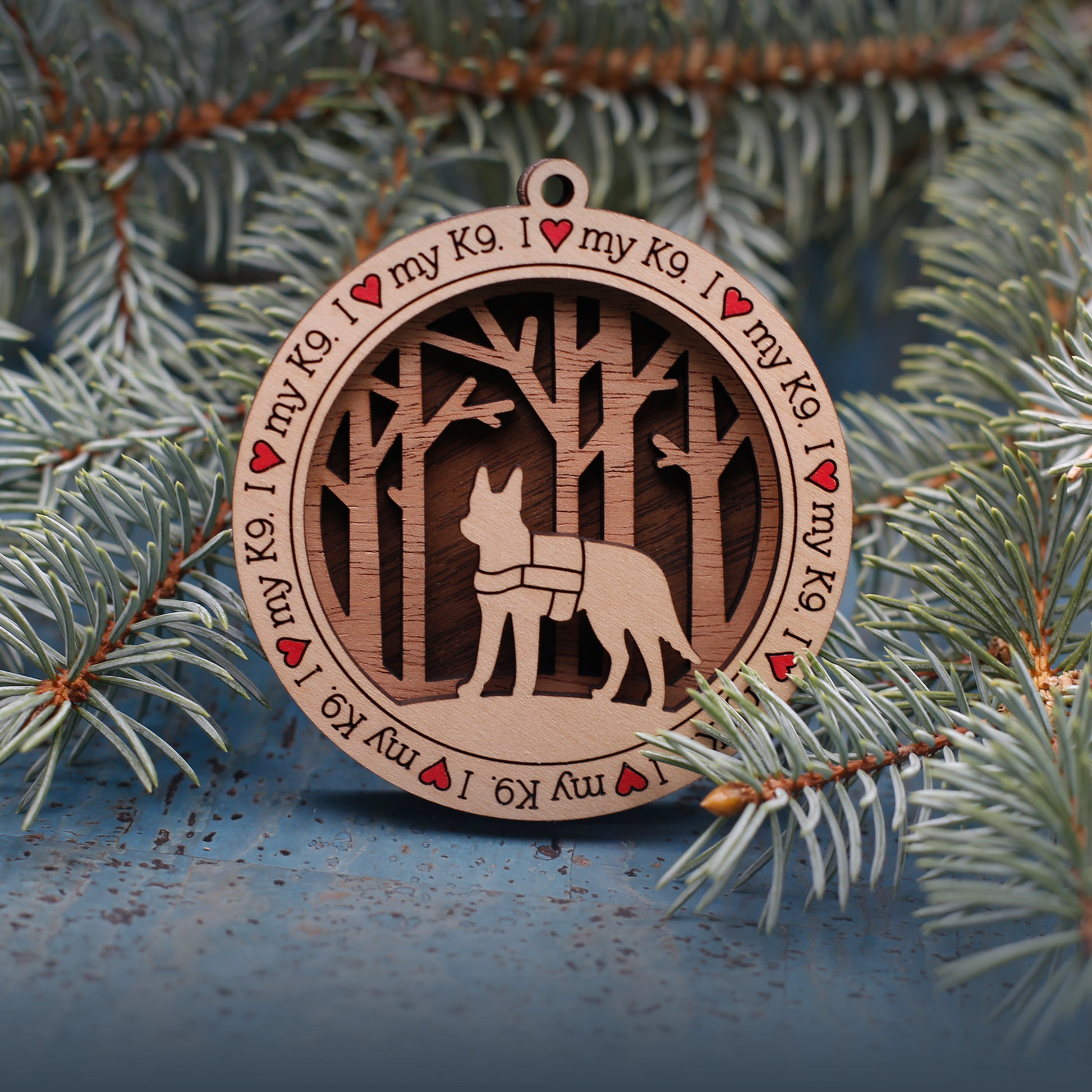 K9 Woodland Dog Silhouette Customized Ornament