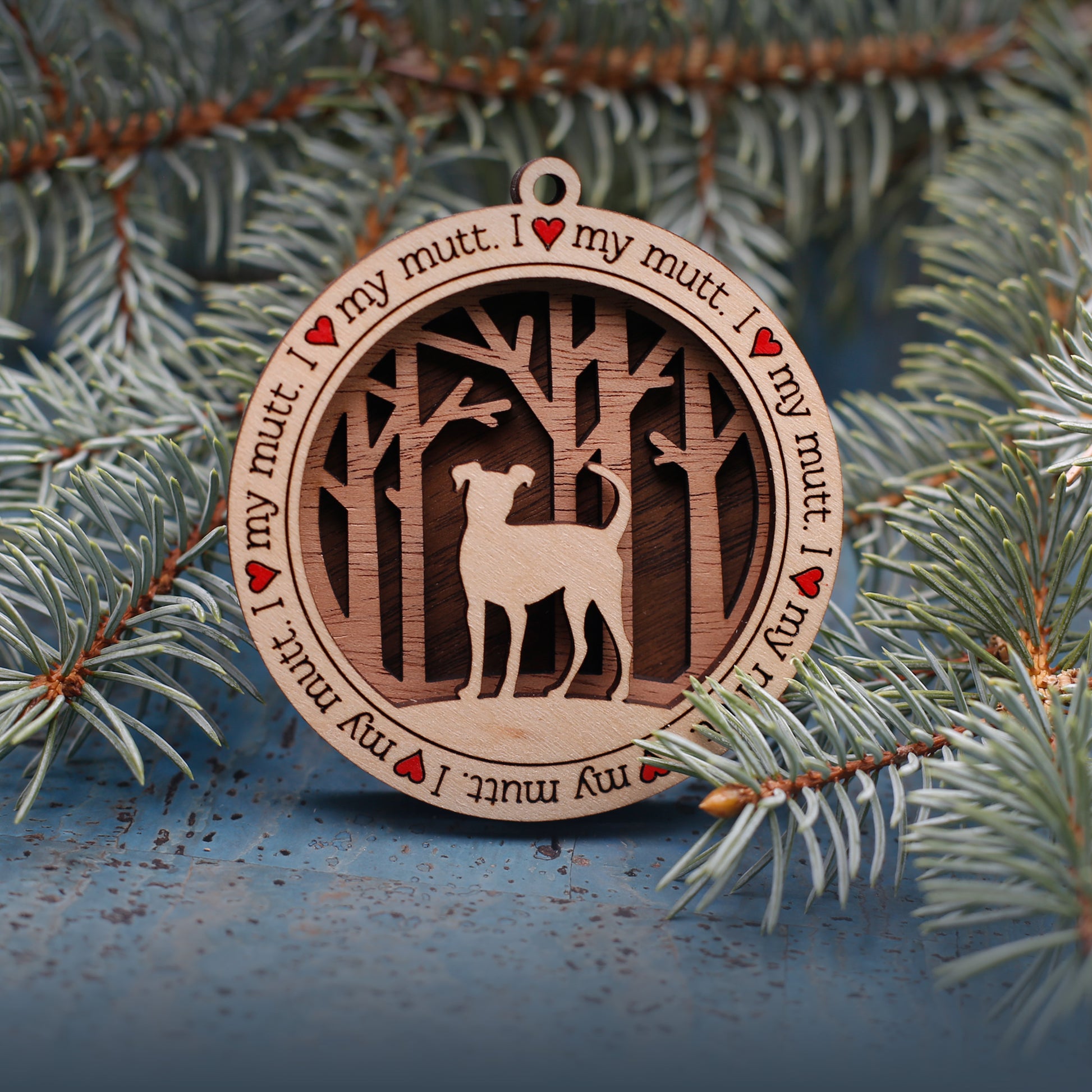 Mutt Woodland Dog Silhouette Customized Ornament